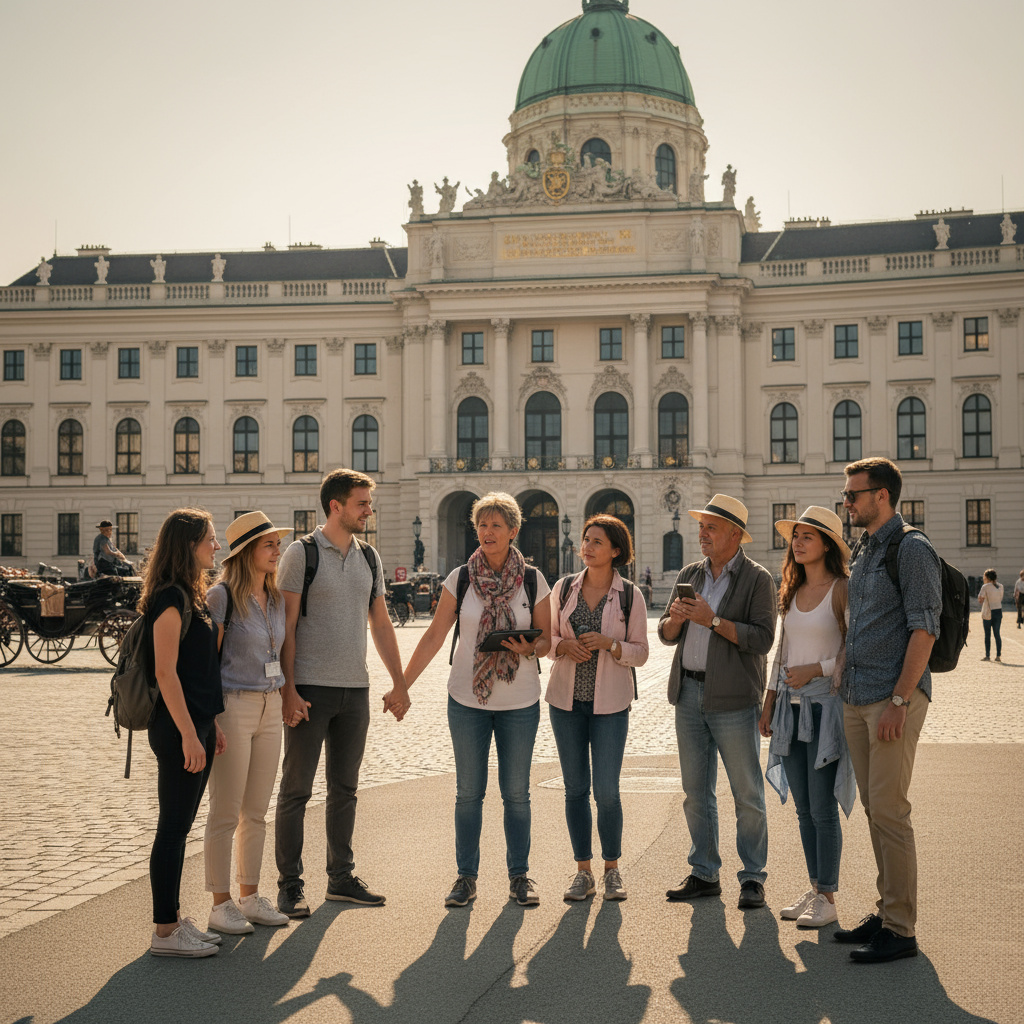 Rundgang vor einem kaiserlichen Gebäude
